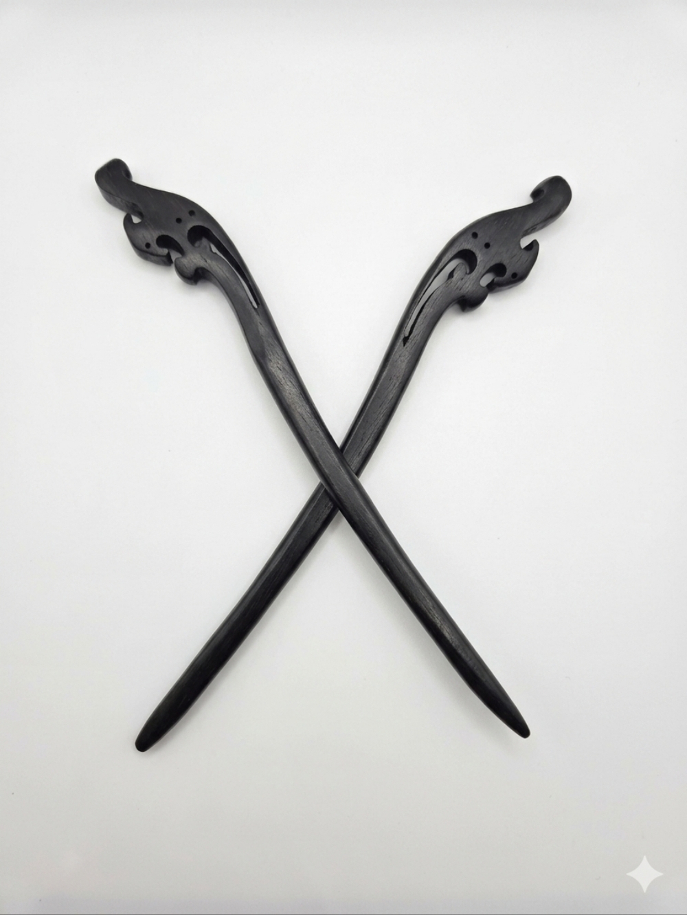 NEW Asian Style Handcrafted Black Wooden Hair Sticks (0014)